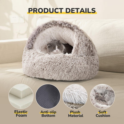 CATISM Cat Beds Cat Bed Pet Bed for Indoor Cats Large Cave Dog Bed Washable Non-Slip Cat Nest Pod Windproof Cat Nesting Bed 50cm Half Moon?