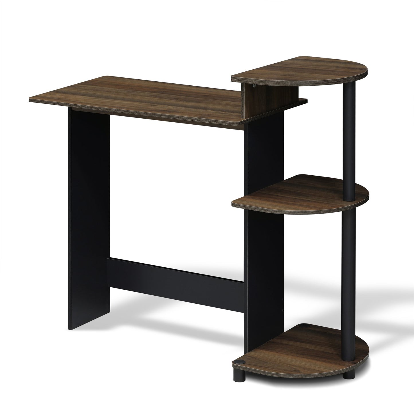 Furinno COMPACT 73.7 cm Rustic Brown Computer Desk, Gaming Desk with Shelves, Office Desk with Book Shelf, for Home Office, Study Room, Dorm, Bedroom