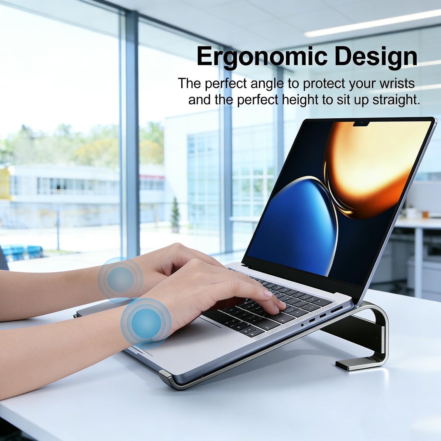 JOOF Aluminum Laptop Stand, Portable Cooling Stand, Ergonomic Laptop Holder for Desk (Non-Slip), Compatible with MacBook Air, Pro, Dell, HP, Lenovo