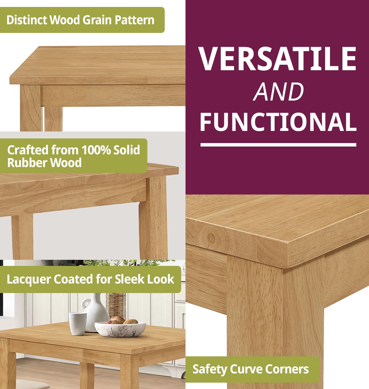 Hallowood Furniture Ledbury Small Kitchen Table And Chairs Set 2, 80x60cm