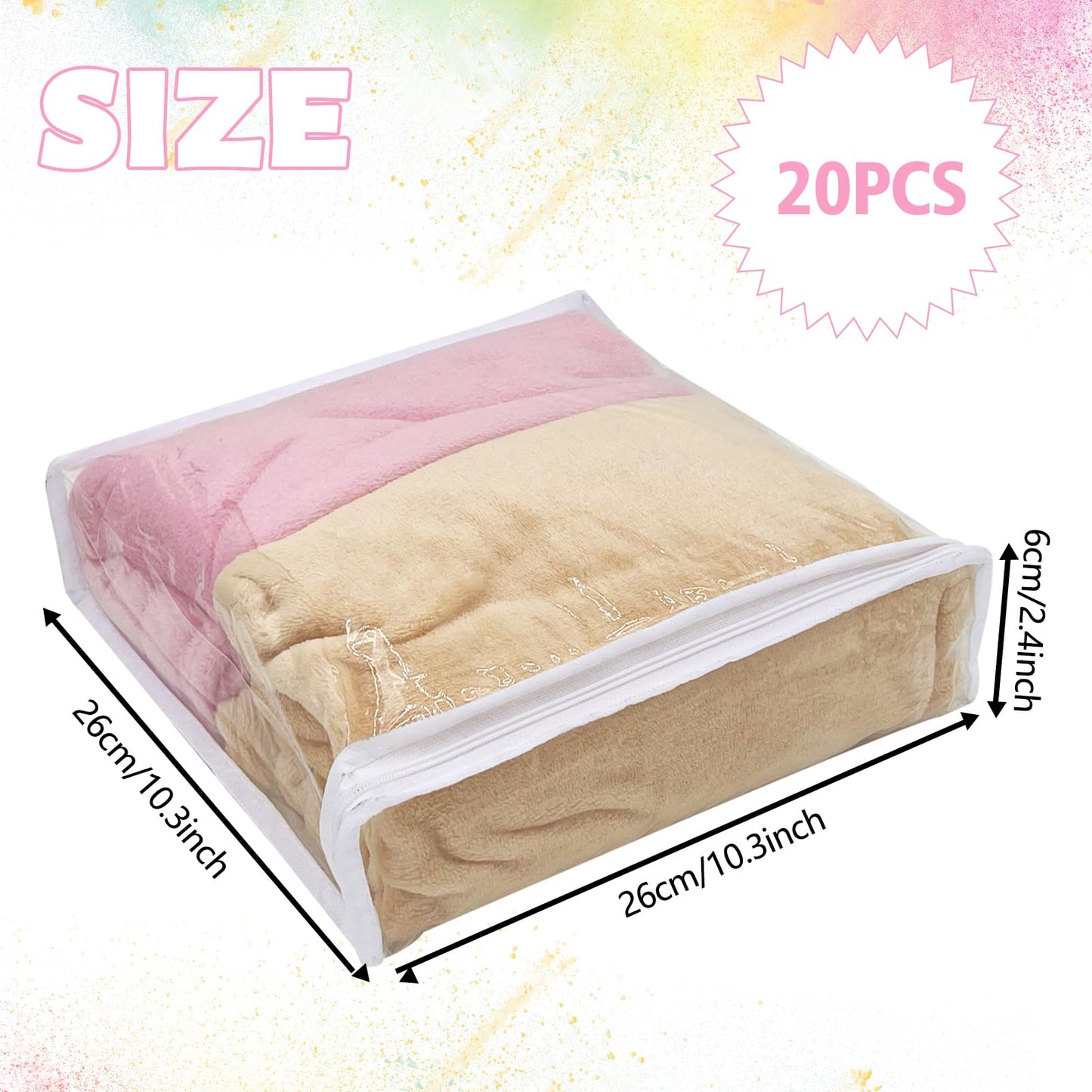 20 Pcs Clear Vinyl Zippered Sweater Storage Bags with Zipper Plastic Organizer,26 x 26 x 6 cm Storage for Clothing Blankets Sheet Linen Bed Cube