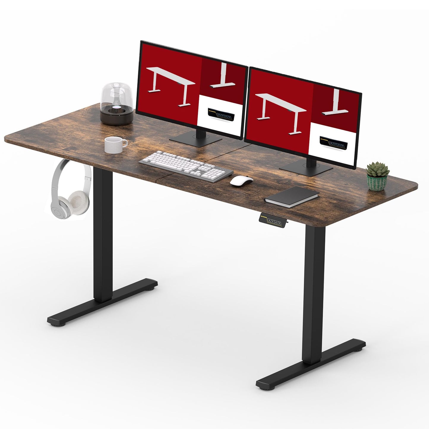 SANODESK 140 * 60 Electric Standing Desk Height Adjustable Desk with Cable management Tray Sit Stand Table with 4 Memory Smart Pannel