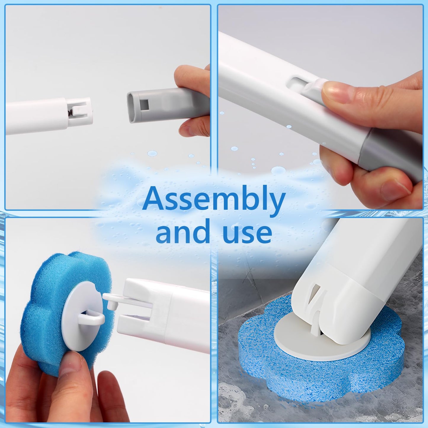 Disposable Toilet Brush 2 Pack Toilet Brush Disposable with 48 Replacement Sponge Brush Heads and Holder, Quickly and Hygiene Clean Toilets