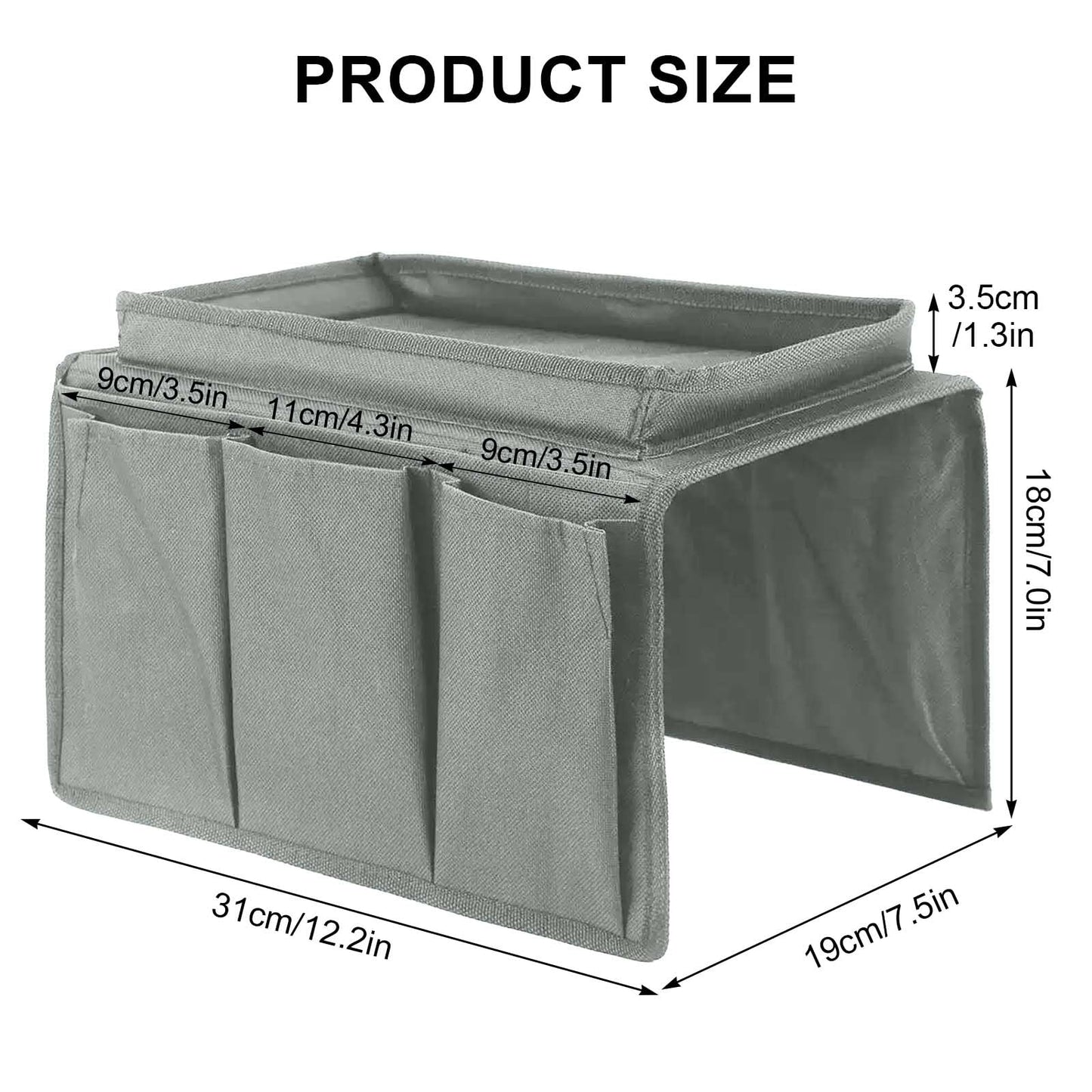 Sofa Armrest Organizer, Couch Caddy Arm Hanging Storage Bag With Cup Holder Tray, Anti-slip Armchairs Bedside Caddy Pouch Sofa Tidy Table for TV