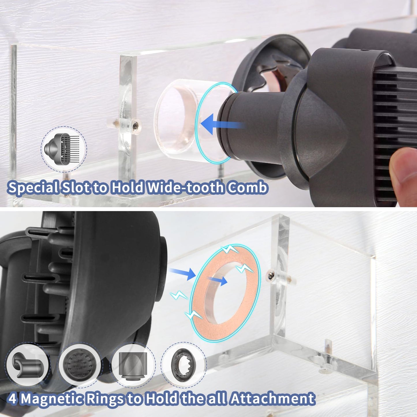 Floatant Wall Mount Holder Compatible with Dyson Airwrap Styler Supersonic Hair Dryer, Organizer for Storage Attachments