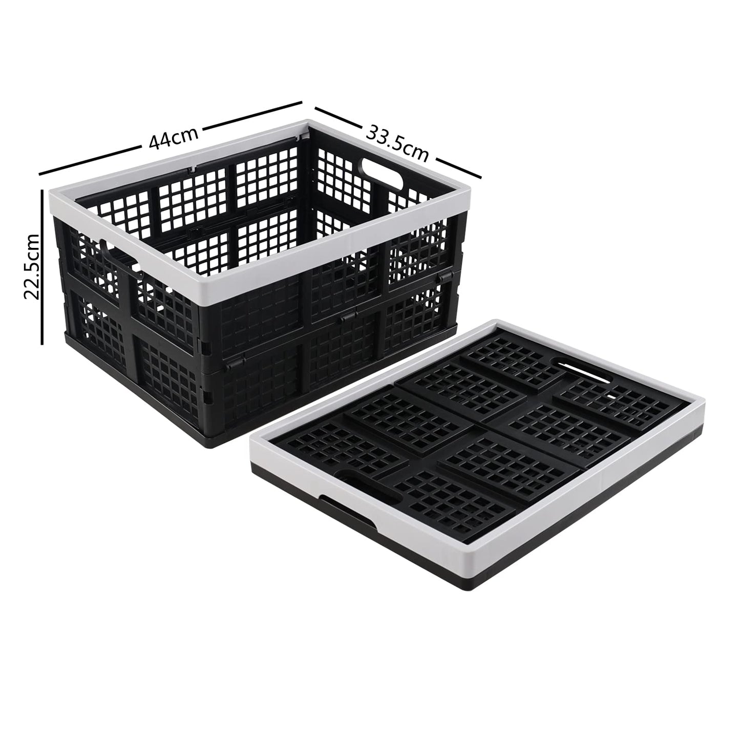 Ikando 3 Packs 30 L Black Foldable Crate, Plastic Collapsible Storage Box