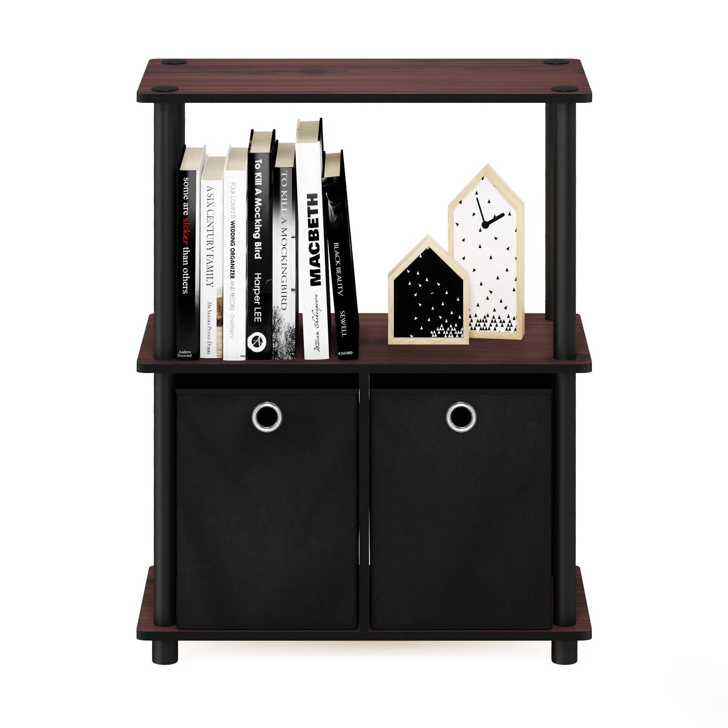 Furinno TURN-N-TUBE Storage Shelves, 3-Tier Toolless Book Shelf with Storage Bins, Display Shelf, for Organization and Storage, Living Room, Garage