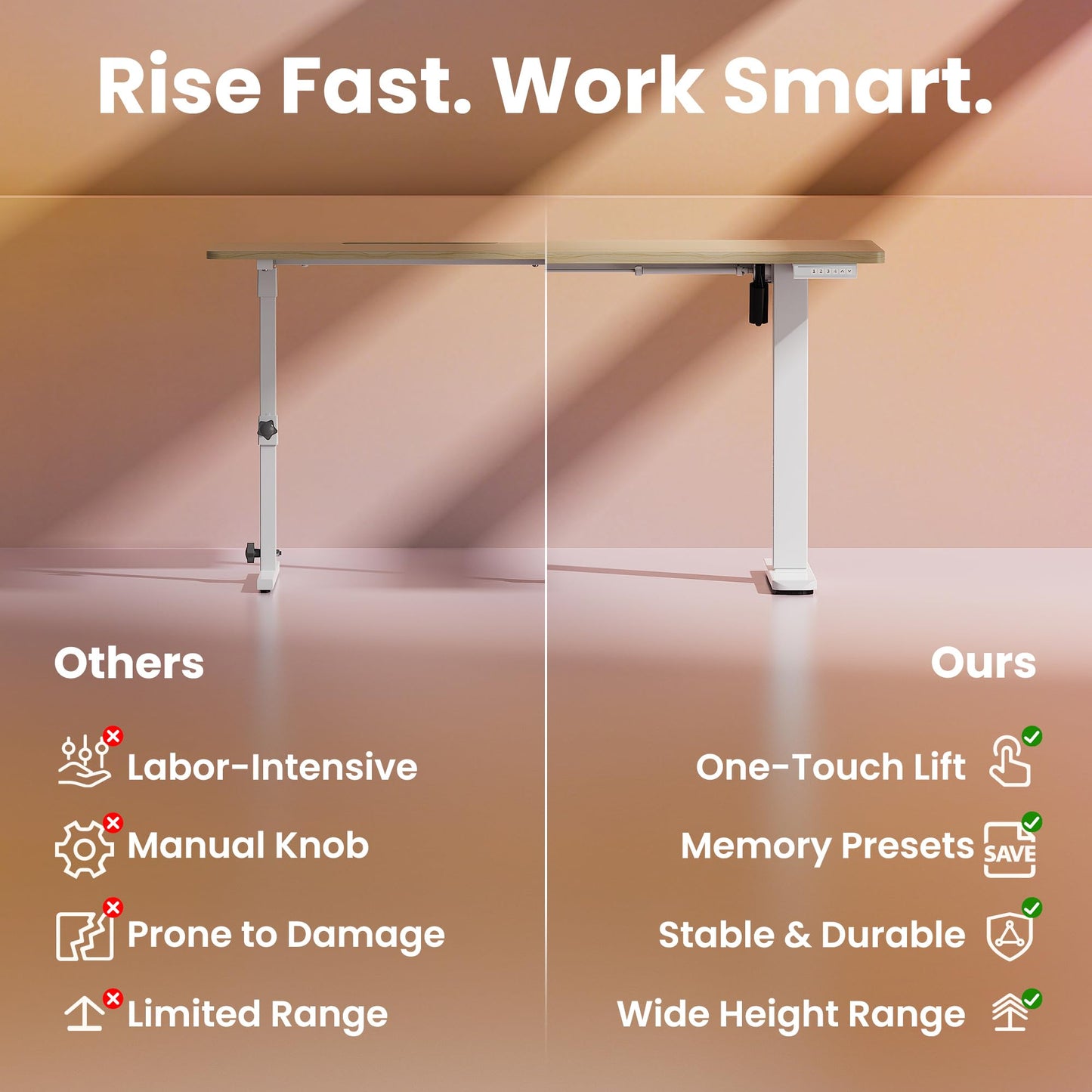 HUANUO Standing Desk 80x48cm mit 4 Memory height settings