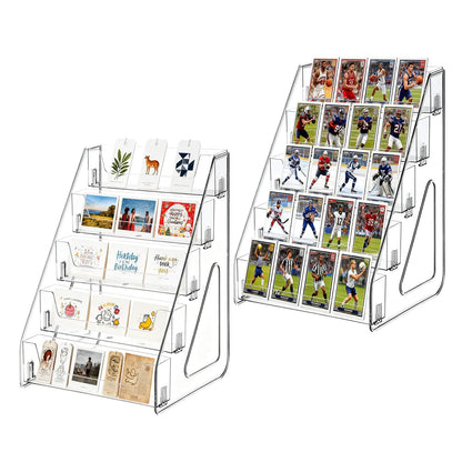 JWShang Card Display Stand, 5-Tier Clear PET Rack for Graded Cards, 2 Pack