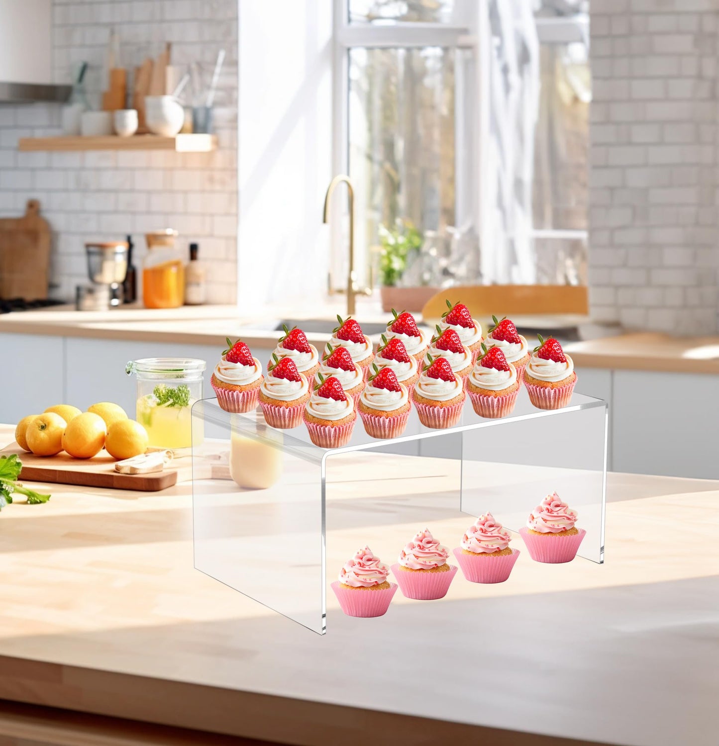 2 PC Extra Large Clear Acrylic Risers, Acrylic Display Risers Shelf Showcase Fixtures for Jewelry, Display Stand for Amiibo Funko POP Figures