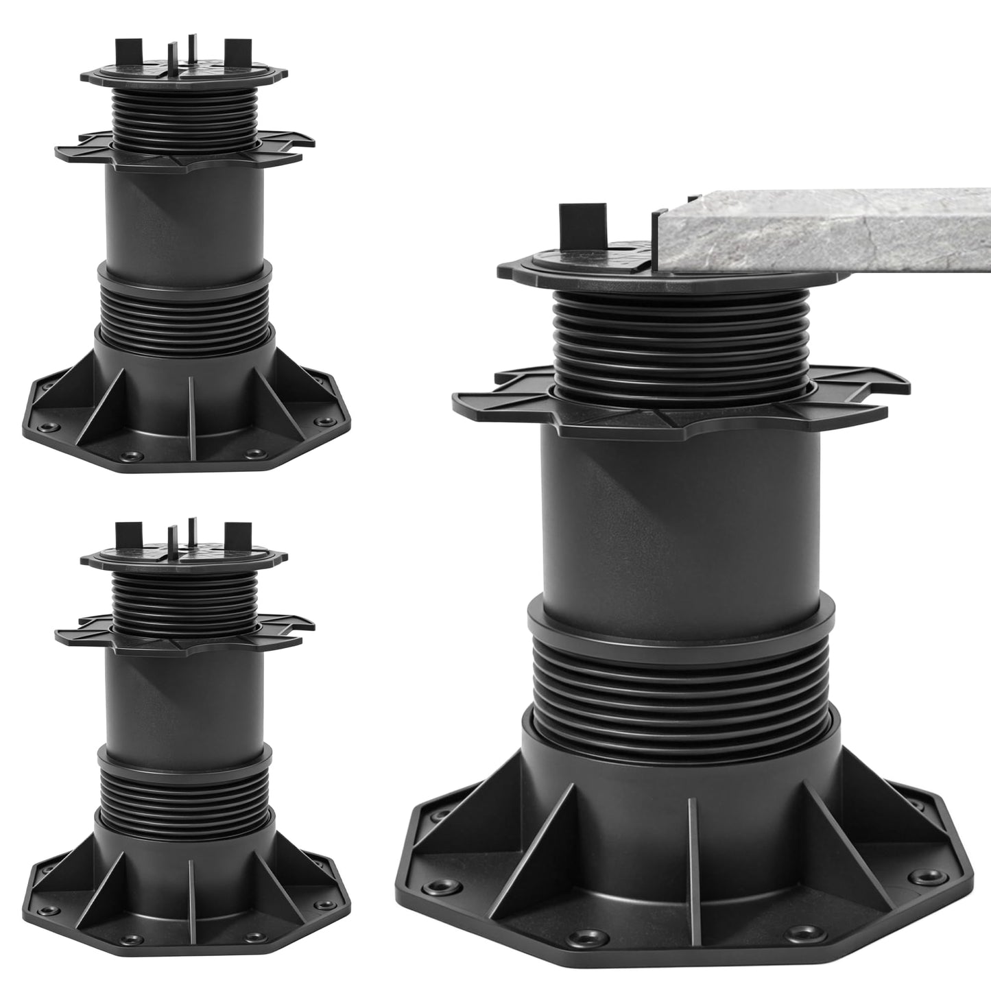 Nordswal 2 Pack Adjustable Tile & Paver Support Pedestal, Heavy Duty Paving Slab Supports with Rubber Pad, Height Adjustable 140-220mm