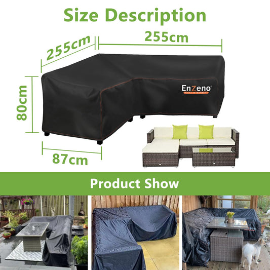 Enzeno V-Shape Garden Furniture Covers waterproof, 420D Oxford Fabric corner outdoor sofa cover, Garden Rattan Sofa Cover with Waterproof Tape
