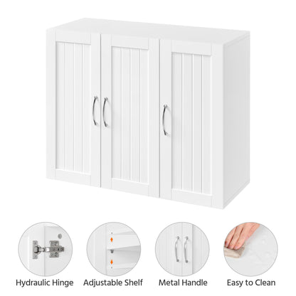 Yaheetech Bathroom Wall Cabinet, 3 Doors, 75 × 31 × 60 cm, White