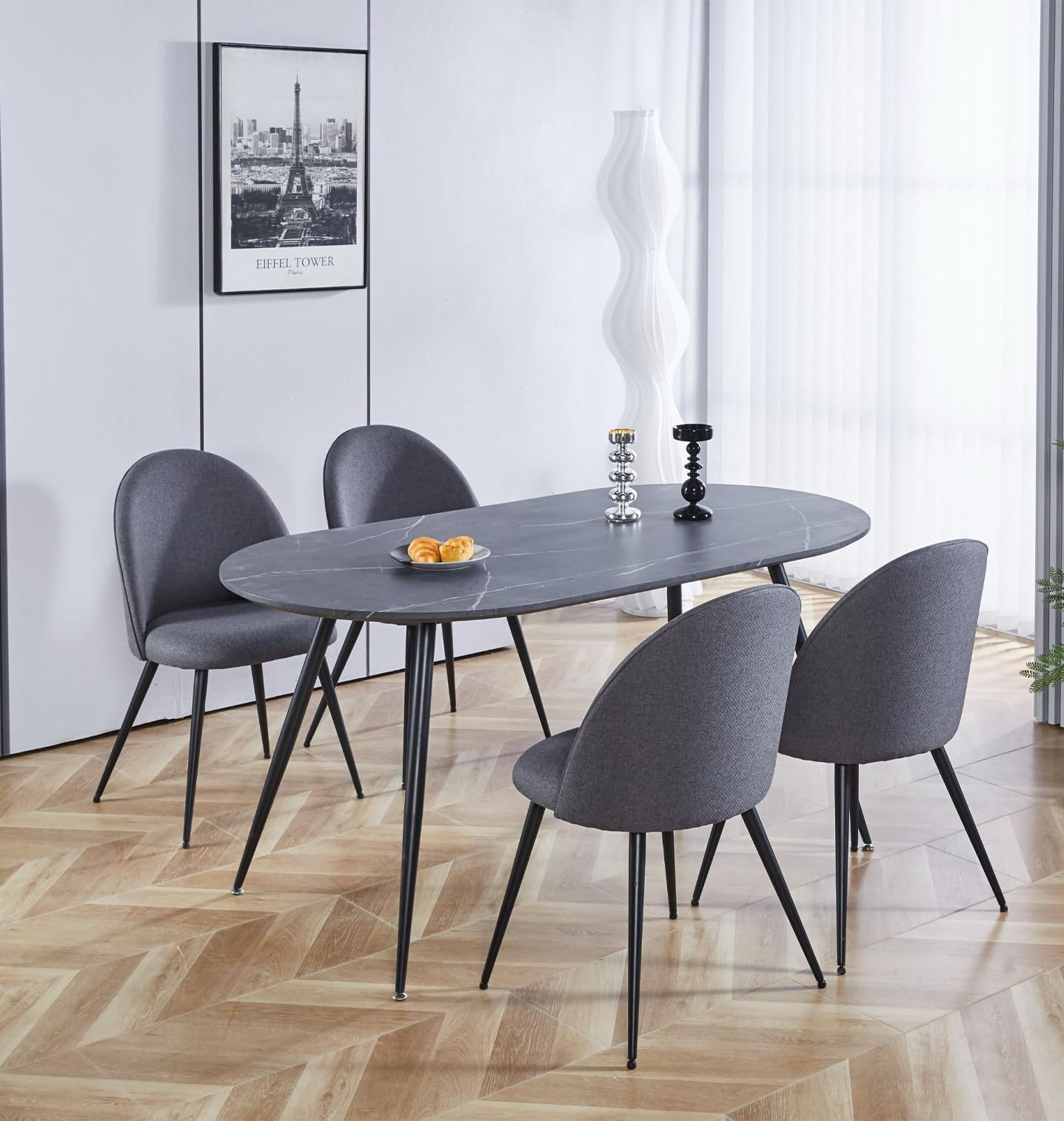 Hallowood Furniture Cullompton 160cm Large Dining Table and Chairs Set 4