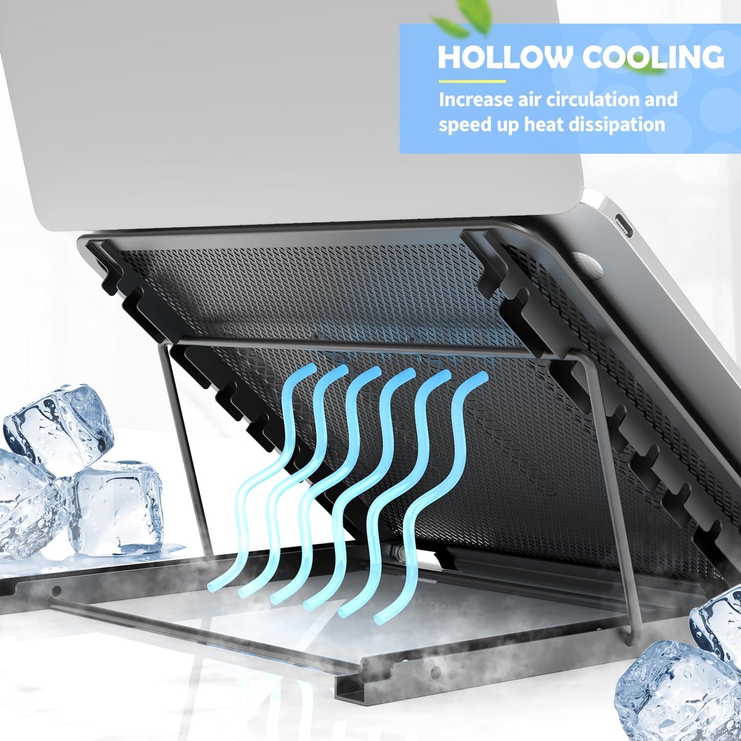 Jumkeet Laptop Stand,Foldable Portable Ventilated Desktop Laptop Holder,Universal Lightweight&Adjustable Ergonomic Tray Mount Compatible with