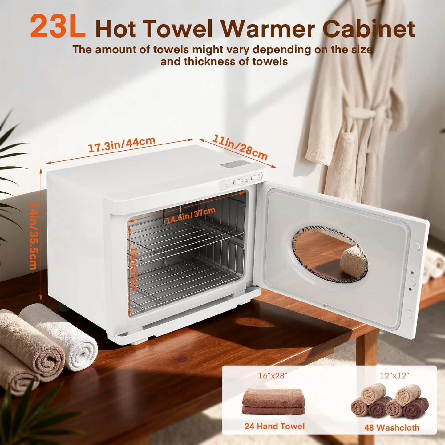 iklestar Hot Towel Warmer, 23L Professional Spa Towel Heater Cabinet with Clip, Extra Large Estheticians Towels Heating Machine for Massage Salon