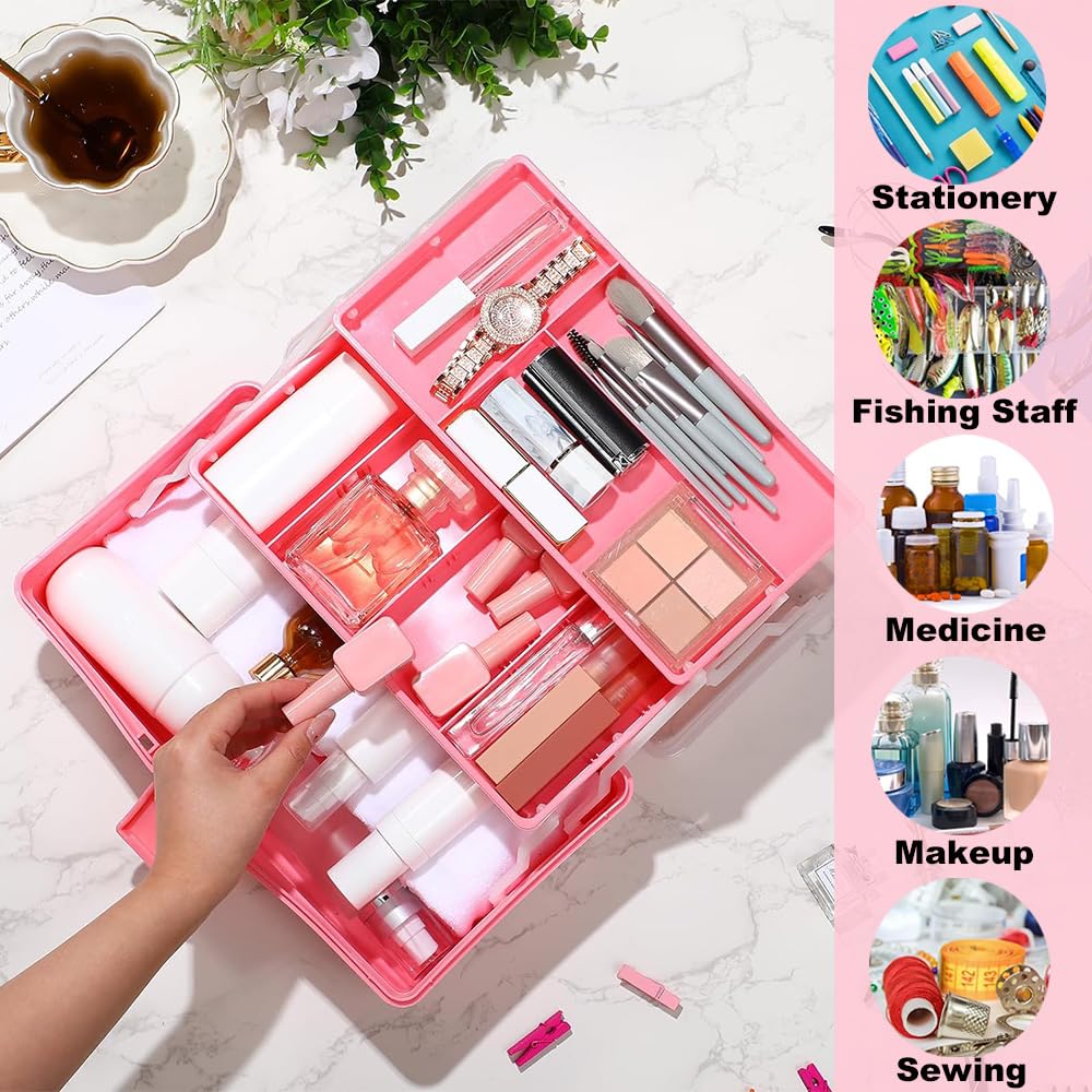 3 Layers Art Storage,Medical Box,Plastic Craft Storage Boxes with Compartments,Craft Box Storage Caddy,Art Storage Box,Craft Organiser for