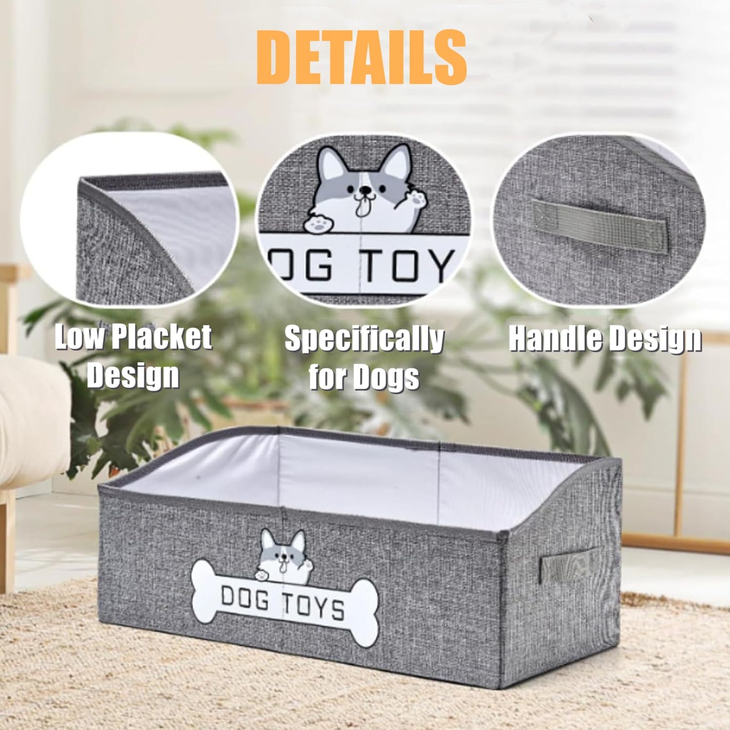 bangminda Large Foldable Storage Basket for Dog Toys 50 x 28 cm Dog Toy Box Pet Toy Box Foldable Storage Boxes Storage Box for Pet Supplies for Dogs