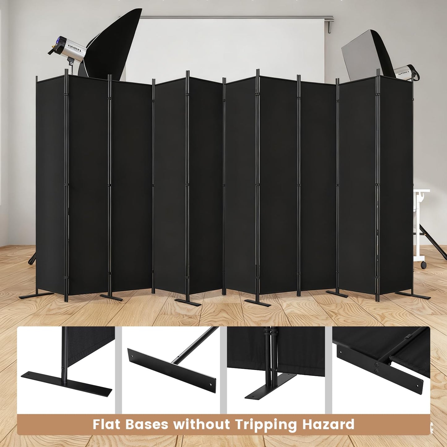 C-Hopetree 10 Panels 6 Ft Room Divider and Folding Privacy Screen, Indoor Fabric Portable Partition and Separation Wall for Home