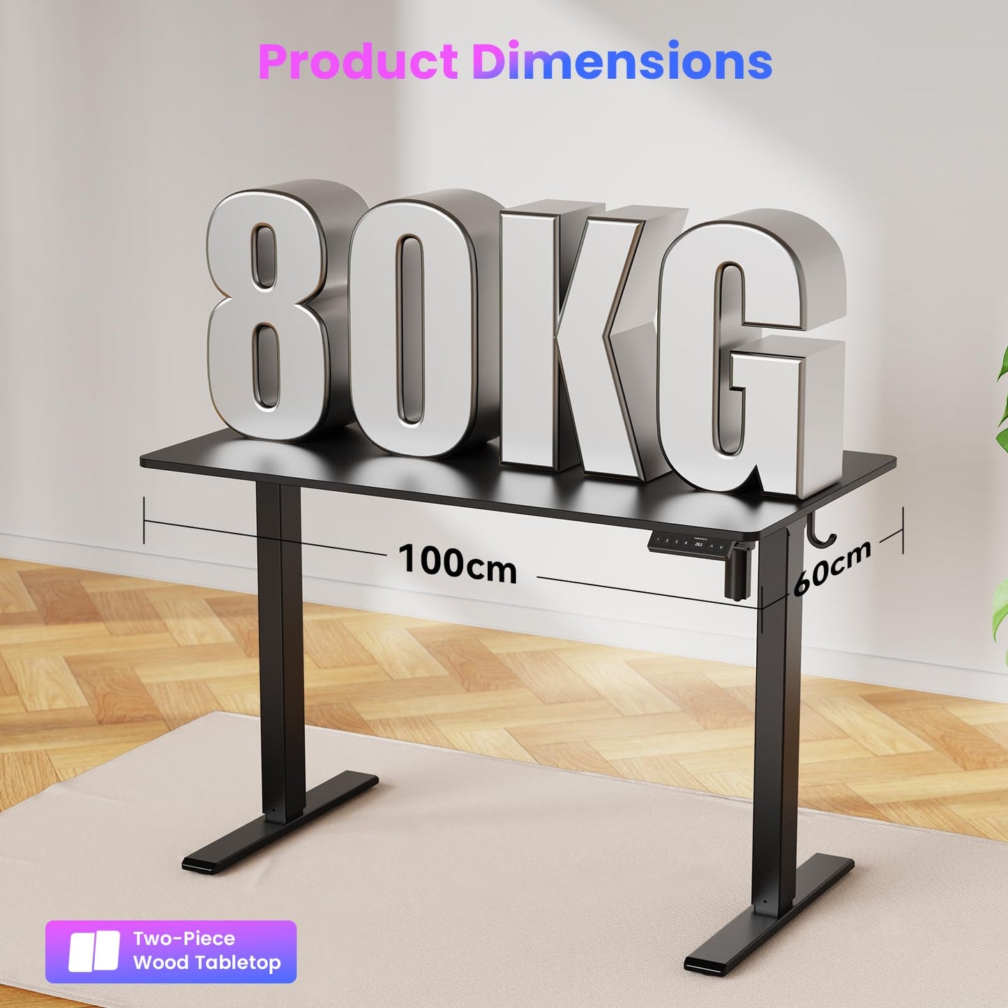 WALKINGDESK Electric Standing Desk, 100 x 60 cm, Black