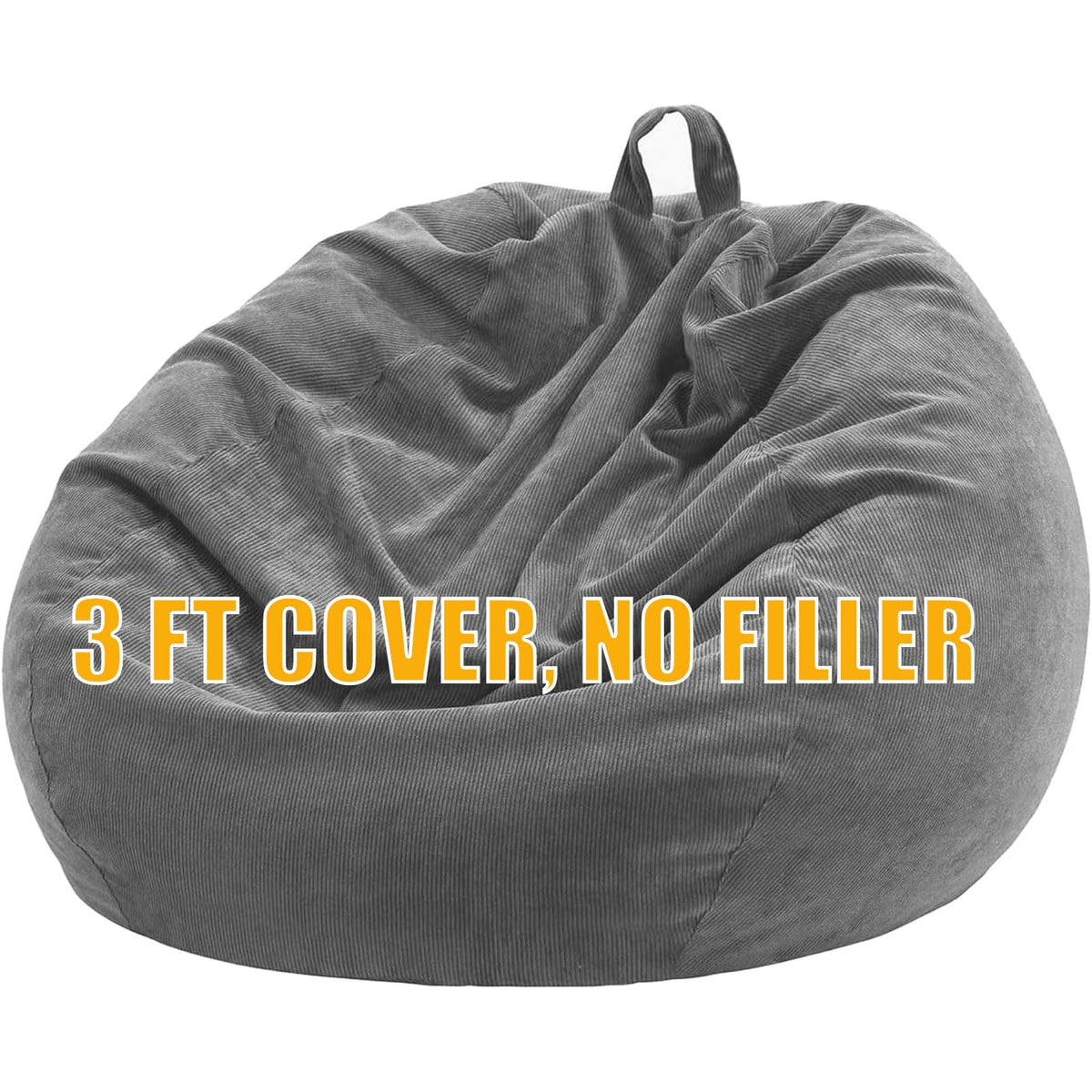 Nobildonna 3 ft Bean Bag Chair Cover No Filler for Adults and Kids 300L Extra Large Stuffed Animal Storage Bean Bag Washable Soft Premium Corduroy