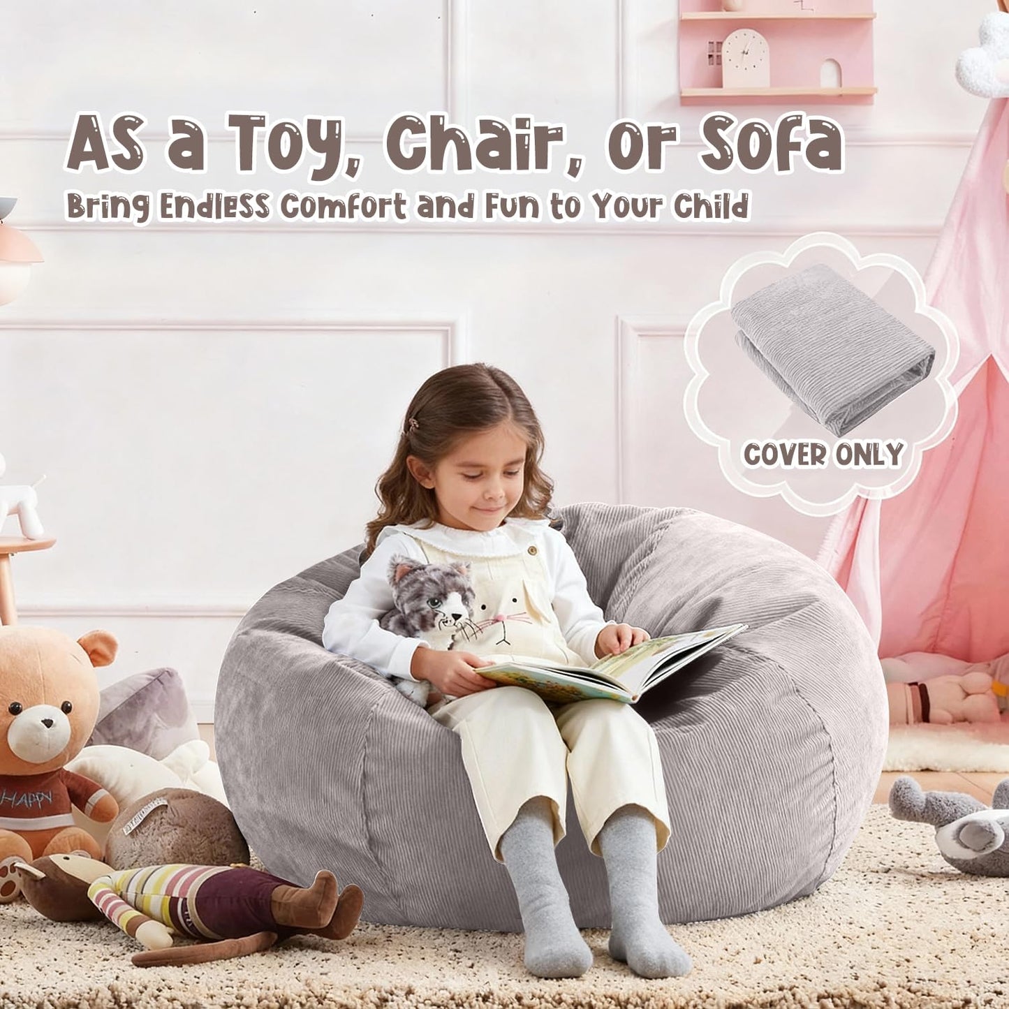 Nobildonna Bean Bag Chair Cover (No Filler) for Kids Beanbag Stuffed Animal Storage Without Filling Plush Toys Holder and Organizer Soft Premium