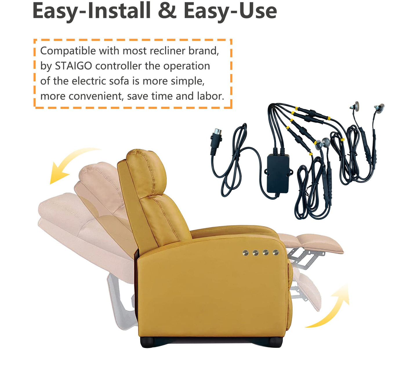 STAIGO Touch Sensor Control Box Replacement Lift Chair/Electric Loungers/Power Supply Sofa for Limoss/Okin/Kaidi (4 Touch)