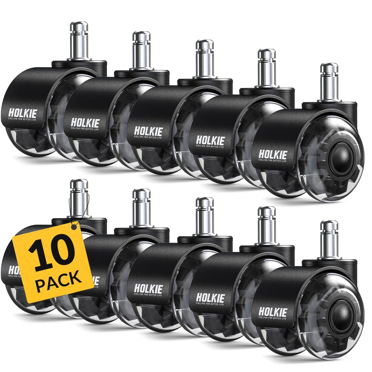 HOLKIE Office Chair Wheels 11x22mm Universal Fit 2 Inch 10 Pack Castors Replacement