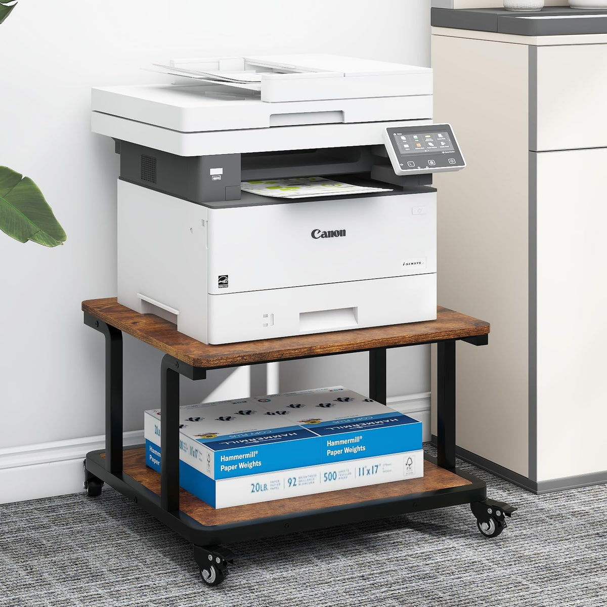 PUNCIA 2-Tier Laser Printer Stand with Storage Shelf for Home Office