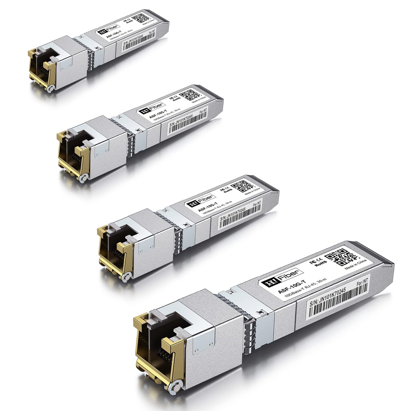 4-Pack 10Gb SFP+ RJ45 Transceiver, 10Gbase-T SFP+ Ethernet Module Support 10G/5G/2.5G/1.25G, Marvell 113C-Chip, Compatible with Cisco SFP-10G-T-S,