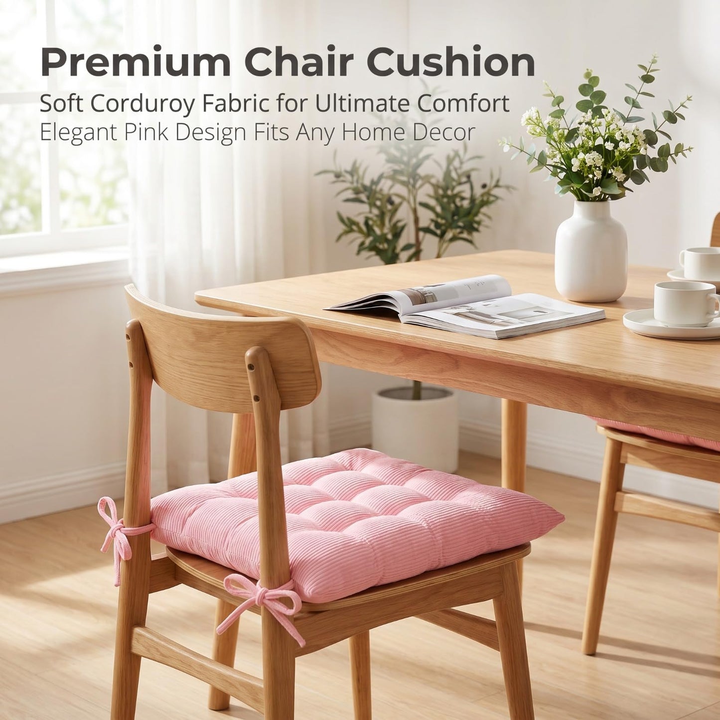 XQ HOUSE Corduroy Chair Cushion with Ties Ultra Soft Warm Floor Cushion for Kids Reading Nook Comfortable Square Seat Cushion for Adult 15.7”x15.7”