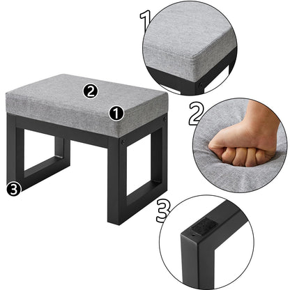 IBUYKE Small Foot Stool with Padded Seat, Pouffe Stool Change Shoe Footrest, Ottoman Footrest Extra Seating for Entryway for Living Room Bedroom