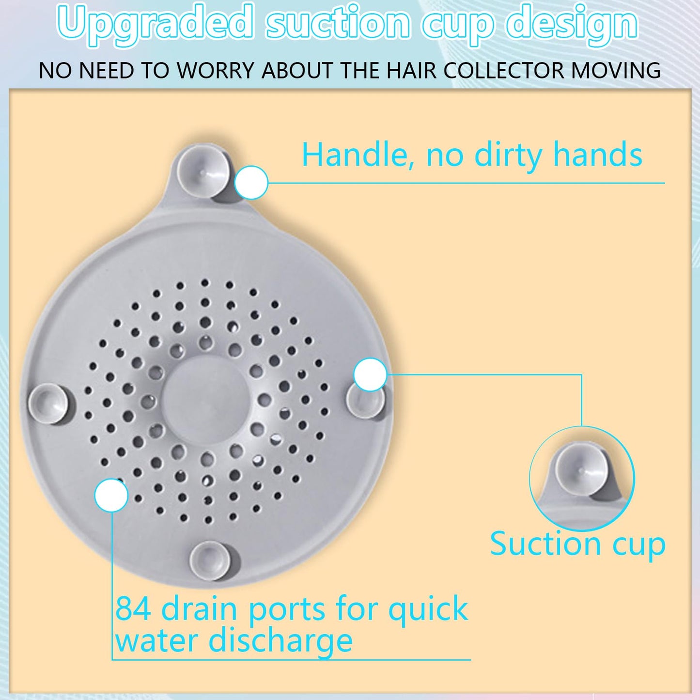 4 Pcs Silicone Drain Protector with Sucker, Shower Drain Covers Hair Catcher Kitchen Sink Food Catcher Bathroom Bath Tub Stopper Strainer Plug Trap