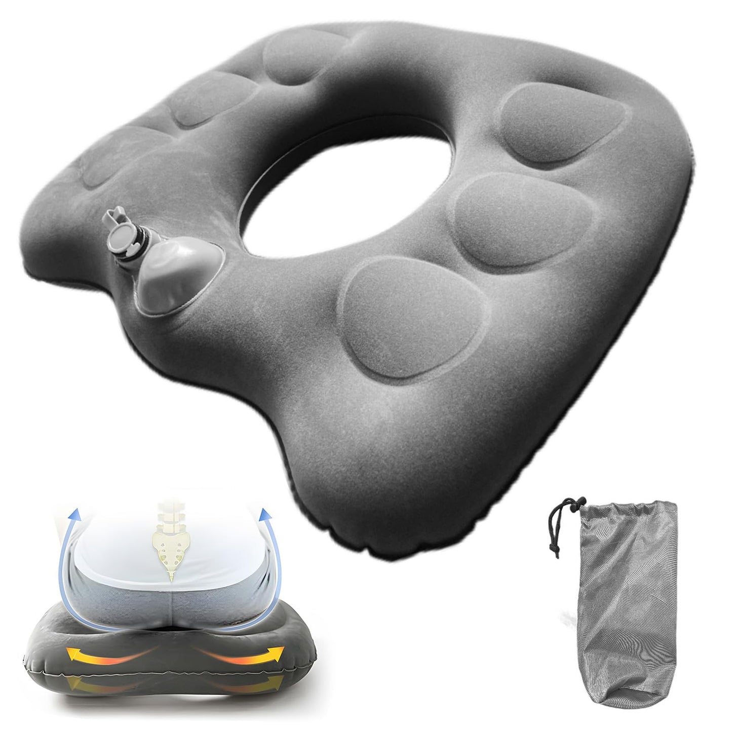 Inflatable Donut Hemorrhoid Seat Cushion - 1 Pack Inflatable Cushions To Sit On, Ring Seat Cushions for Hemorrhoids, Wheelchair, Pressure Relief