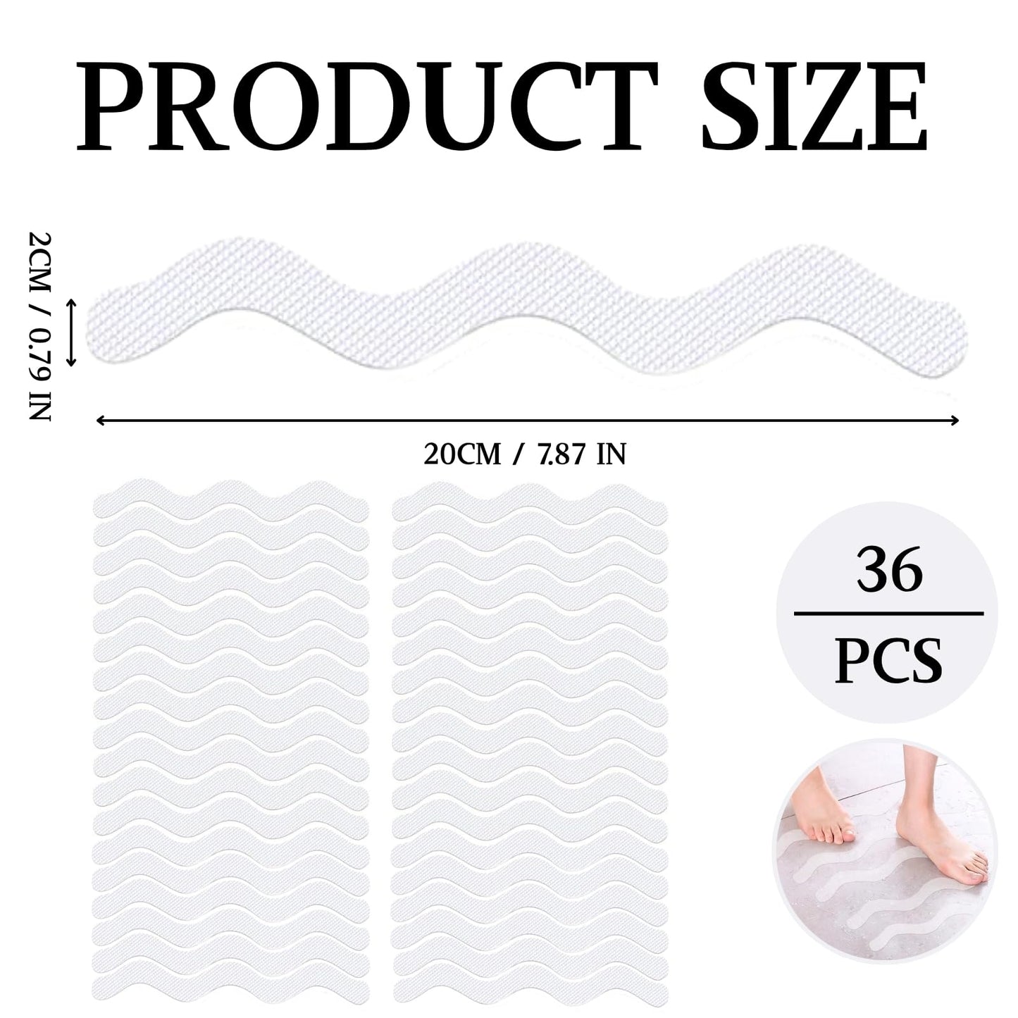 LUFFLOK 36 Pcs Bath Stickers Non Slip Bath Stickers Transparent
