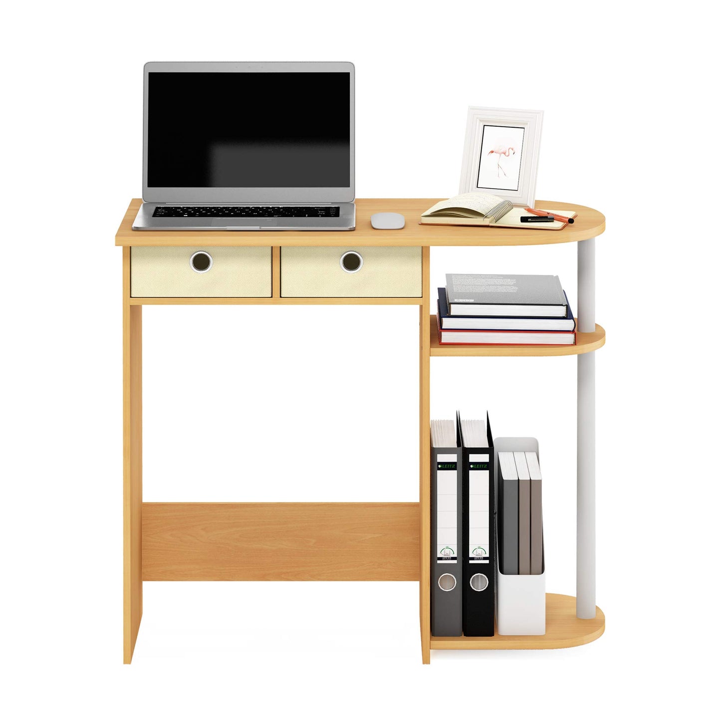 Furinno Go Green Home Laptop Notebook Computer Desk, Study Desk, Writing Desk, Beech/Ivory/White