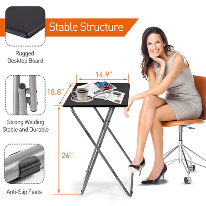 Small Folding Table, Folding Coffee Tables, Side Table 2 Set, TV Tray Table