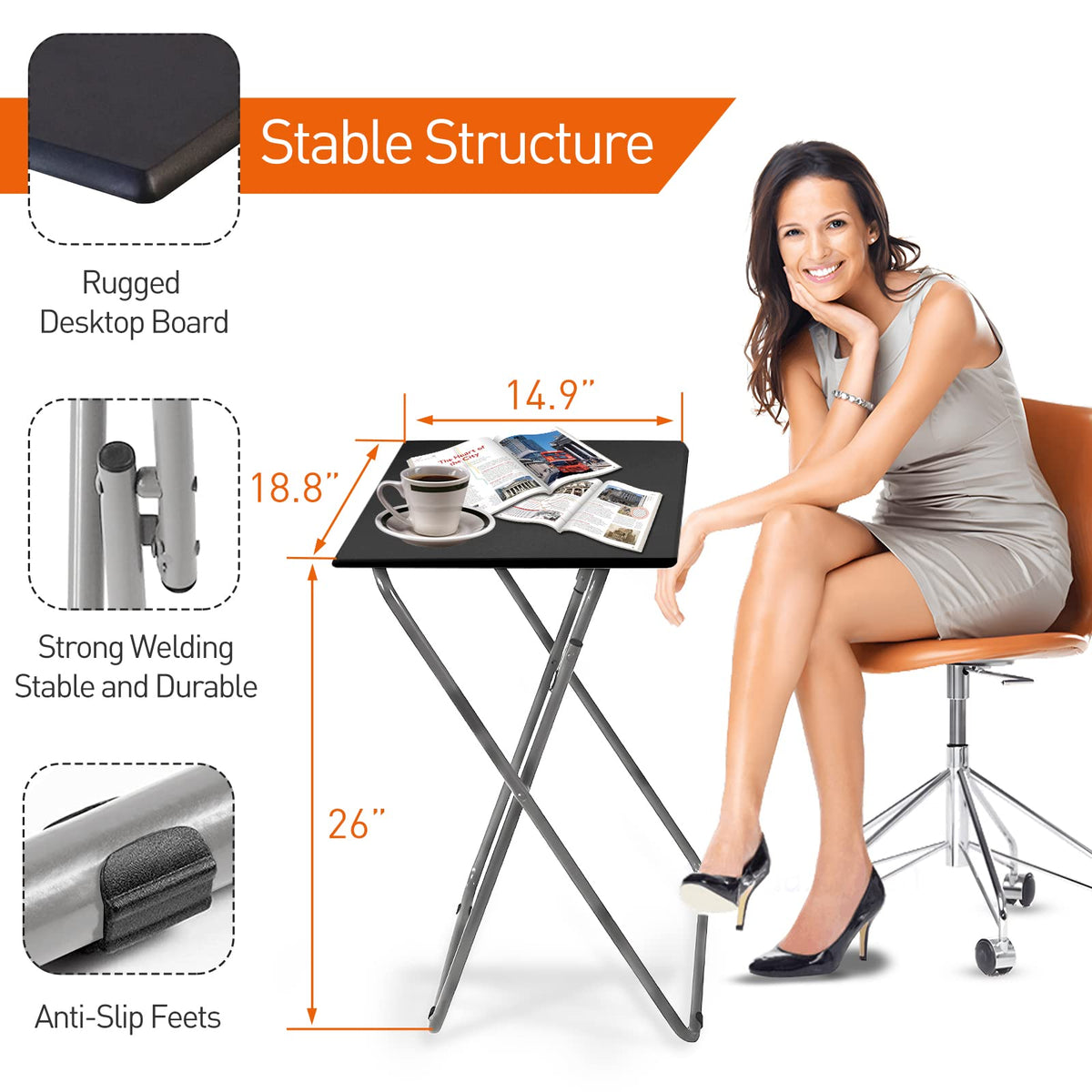 Small Folding Table, Foldable Table, TV Tray Table, Sofa Table, End Table