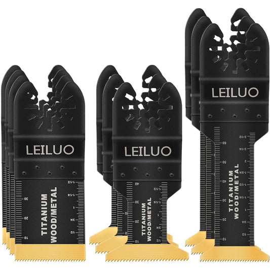 LEILUO 10 Pcs Titanium Multitool Accessories Kit for Wood Nails Drywall Cutting Universal Oscillating Saw Attachments with Storage Bag Compatible with