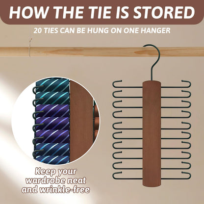 Tie Hanger for Wardrobe with 20 Non-Slip Storage Capacity 360 Rotating