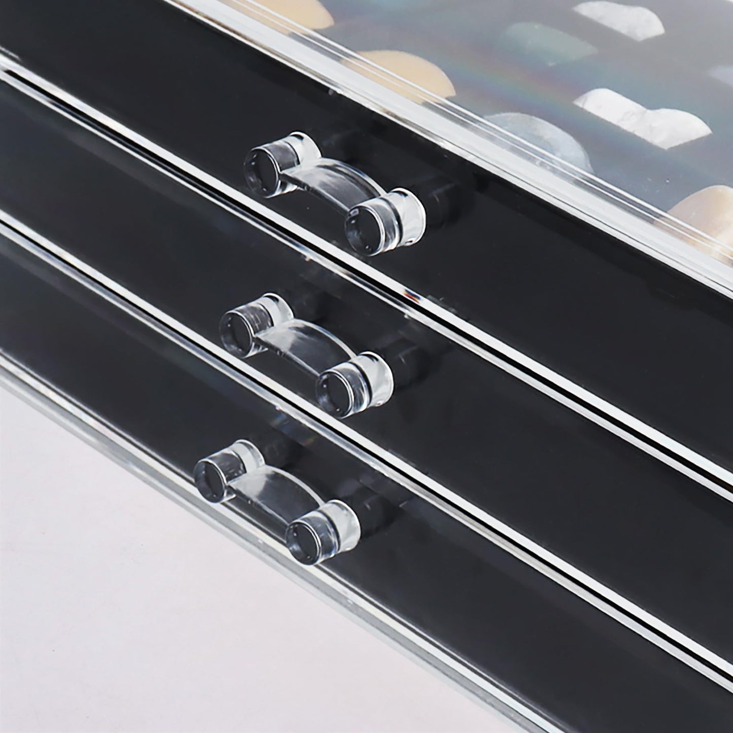 Dmnnlp Rock Display Case, 3 Drawers 54 Grids Rock Collection Box, Storage Cases for Gemstone Fossil Crystal Stone Jewellery (Black)