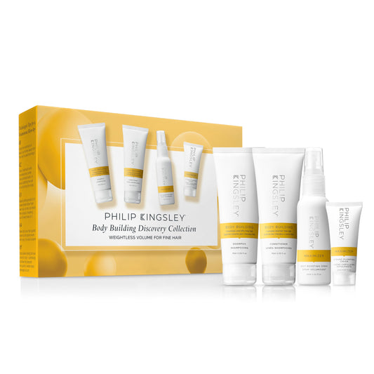 Philip Kingsley | Body-Building Volumizing Collection | Includes Shampoo, Conditioner, Root Boosting Volumizer Spray and Hair Plumping Volume Cream |