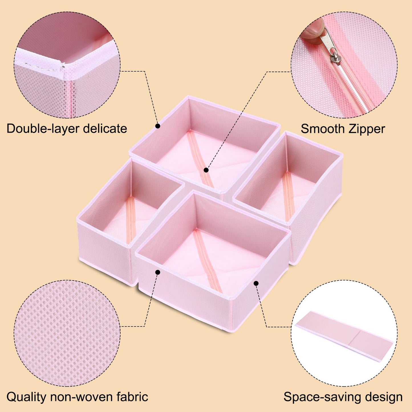 sourcing map 1 Set Foldable Cloth Storage Box, 12 Slots Fabric Socks Underwear Drawer Dividers Organizers Baskets Bins for Clothes Socks Scarves Ties