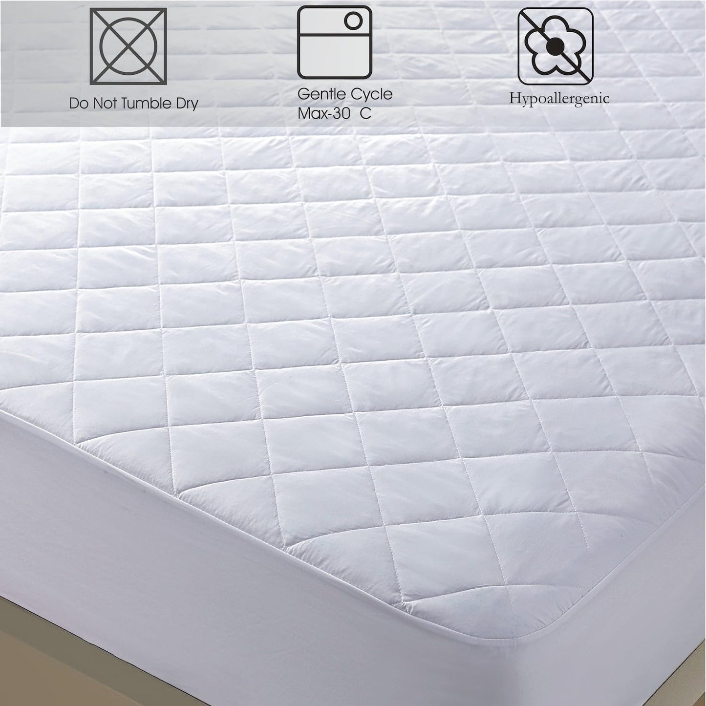 Linen Home Mattress Protector Single Bed (90x190cm) 40cm Extra Deep Mattress Protector, Premium Quality Microfiber Mattress Topper Anitdust mites