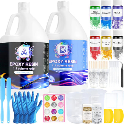 Ghguole Epoxy Resin Kits-7.6 L/2 Gallons Crystal Clear Epoxy Resin&Hardener for Beginners,Resin Starter Kit for DIY Art&Craft,Jewelry Making,Mold