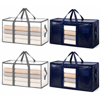 Extra Large 94L Moving Storage Bags, Heavy Duty PP Woven Bags with Reinforced Handles and Zipper, Foldable Storage for Clothes, Bedding