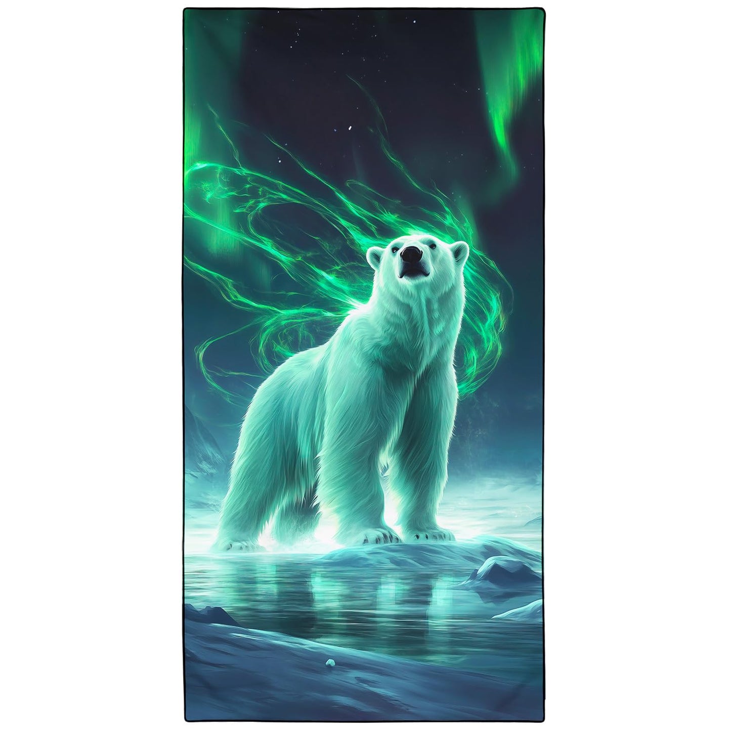 Violetpos Aurora Polar Bear Beach Towel, Extra Large 180x90 cm 250GSM Microfibre, Sand Free Quick Dry
