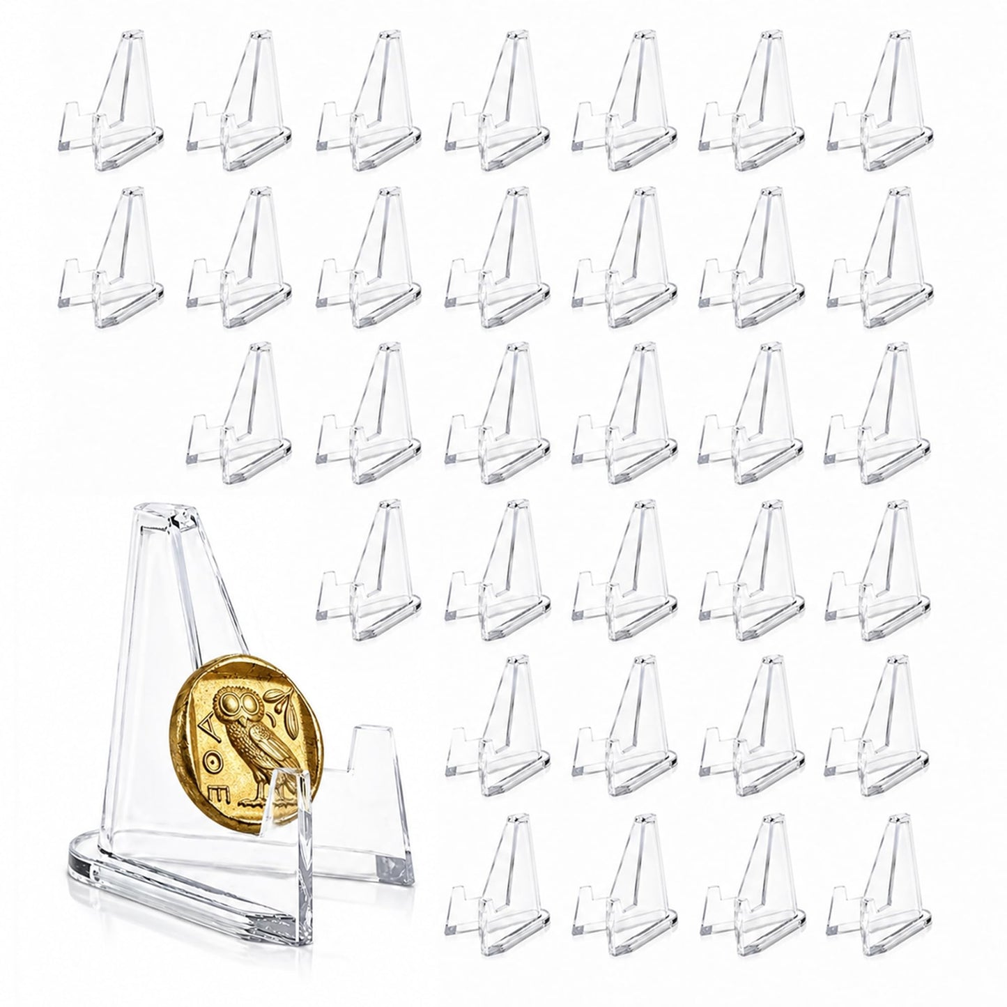 40Pcs Card Display Stand Mini Clear Acrylic Easel Stands Coin Display