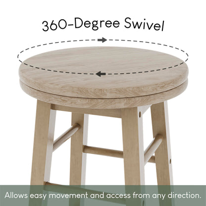 Chef Vida Modern Breakfast Bar Stool, 360 Swivel Kitchen Counter Home Bar Seat, Solid Wood (1, Pine)