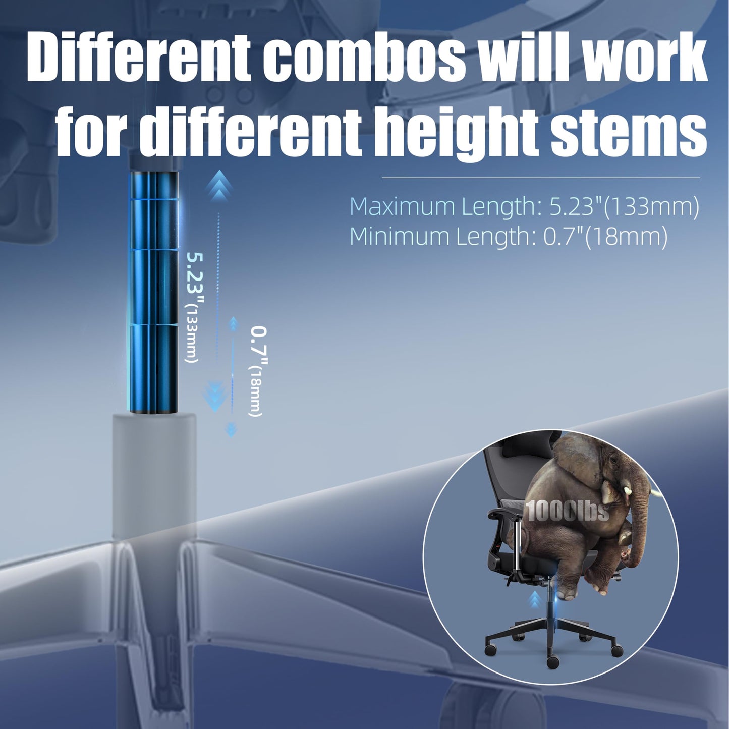 Sytopia Fix Sinking Office Chairs, 4 Pieces Clamps Chair Height Extenders, Stop Gas Cylinder Sliding Down, No Tools Required, up to 5 Inches